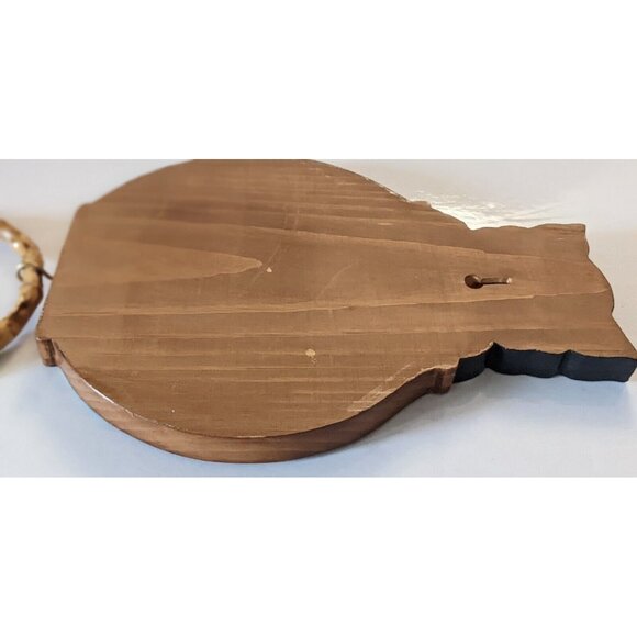 Handcrafted Towel Holder Ring Cat And Fish Bowl Wood Cottage Country StyleSigned - Picture 9 of 9